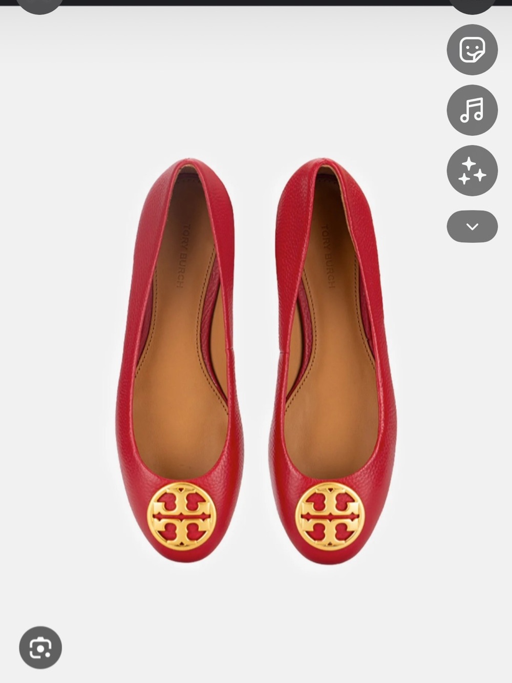 Tory Burch Chelsea cap toe ballet  Red Leather Flats with Gold Logo Medallion
